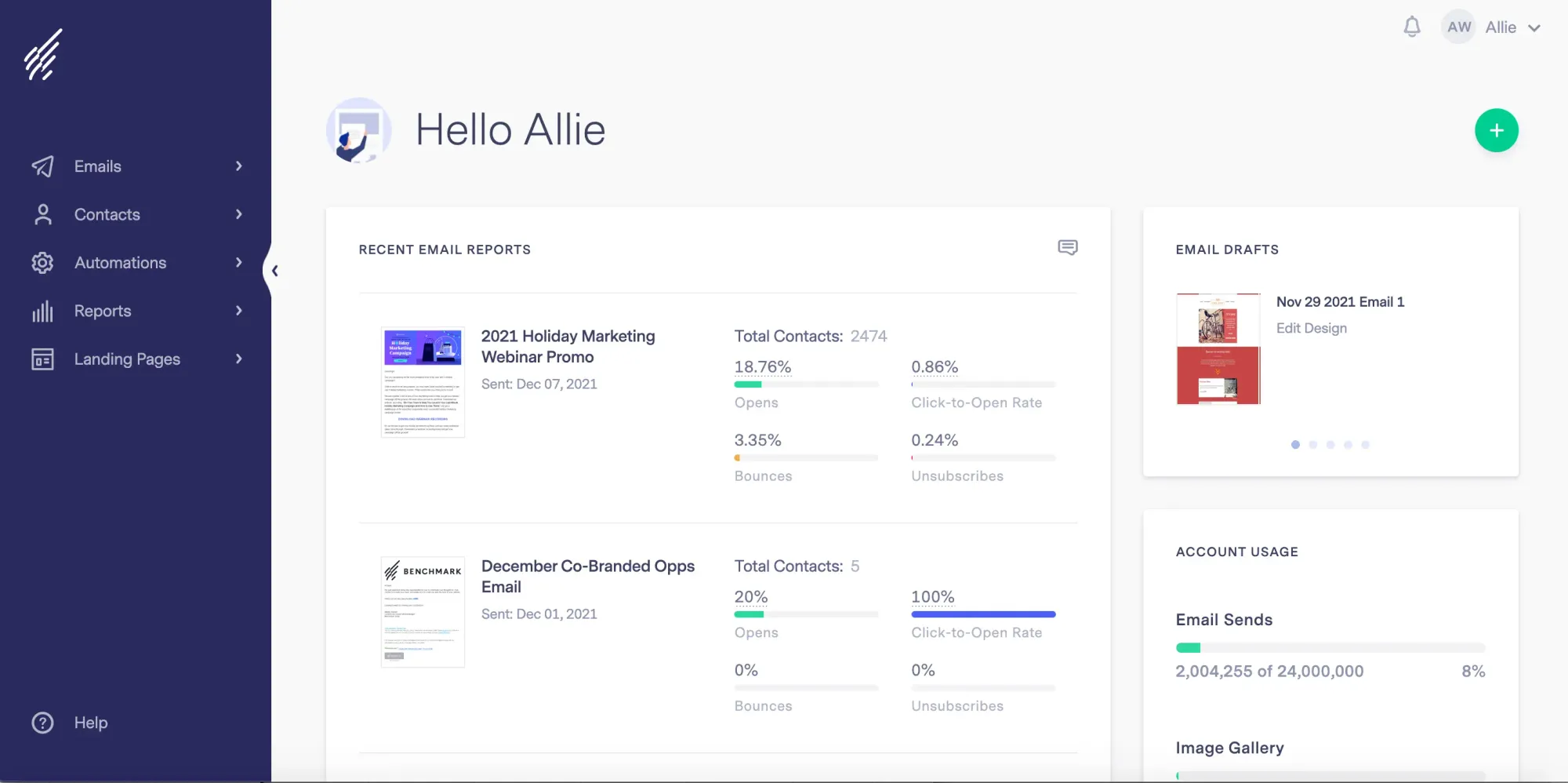 benchmark email marketing email software