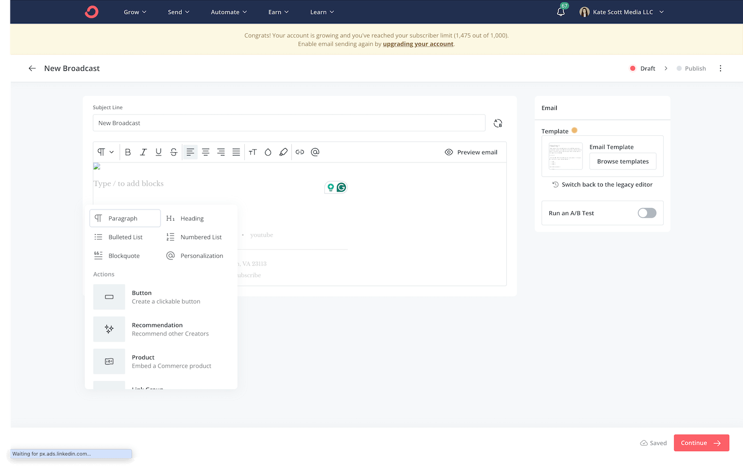 convertkit marketing email software